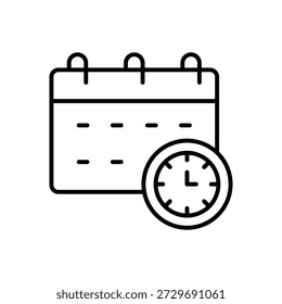 Scheduling Time Calendar Line Icon: Project Management