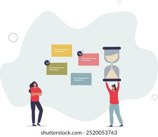 agendamento de tarefas de trabalho.Conceito empresarial e organizacional.design plano com pessoas.