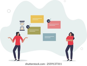 scheduling work tasks.Business and organization concept.flat characters.