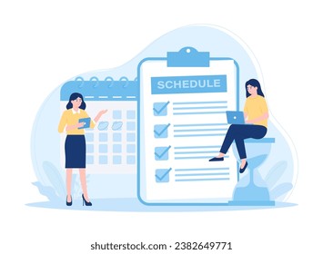 Scheduling working hours trending concept flat illustration