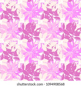 Schefflera leaf seamless hand drawn pattern for textile, covers, wallpapers, surface design. Tropical forest summer illustration. Vector texture.