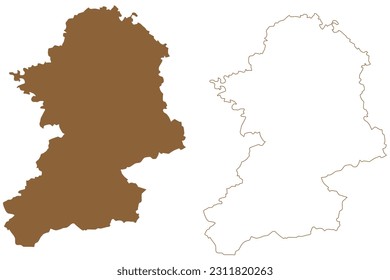 Scheibbs district (Republic of Austria or Österreich, Lower Austria or Niederösterreich state) map vector illustration, scribble sketch Bezirk Scheibbs map