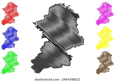 Scheibbs district (Republic of Austria or Österreich, Lower Austria or Niederösterreich state) map vector illustration, scribble sketch Bezirk Scheibbs map