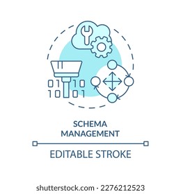 Schema management turquoise concept icon. Record new information. Data lakehouse abstract idea thin line illustration. Isolated outline drawing. Editable stroke. Arial, Myriad Pro-Bold fonts used