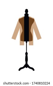 Kanarienbeige Unisex-Jacke auf einem Mannequin. Vector Kunstbild einer Illustration isoliert auf einem weißen Hintergrund.