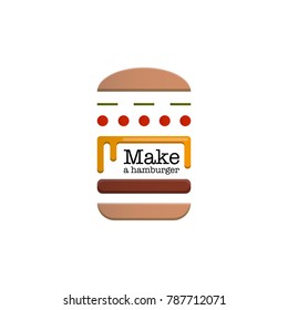 Schematic depiction of ingredients for a hamburger. Hamburger menu. Abstract geometric composition. Vector illustration.