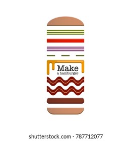 Schematic depiction of ingredients for a hamburger. Vector illustration. Hamburger menu. Abstract geometric composition.