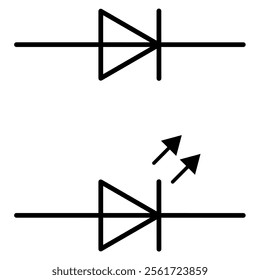 Schematic designation of semiconductor diode and Light Emitting Diode - used in electrical engineering