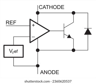 Schematic diagram of electronic device. 
Vector drawing electrical circuit with 
operational amplifier, diode, 
transistor and other electronic components.