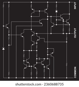 Schematic diagram of electronic device. 
Vector drawing electrical circuit with
electronic components
 (resistor, capacitor, diode, transistor).