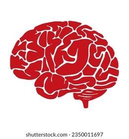 Schematic diagram of the human upper brain on a white background. hand-drawn. digital art.