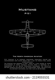 Diagrama esquemático del avión de combate norteamericano P-51 Mustang