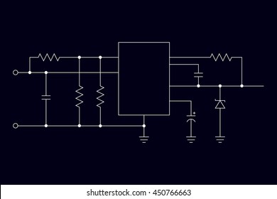 Schematic diagram on a white background. Microelectronics.