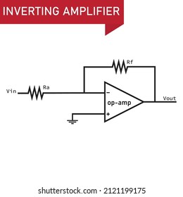 schematic diagram of op-amp as a  inverting amplifier