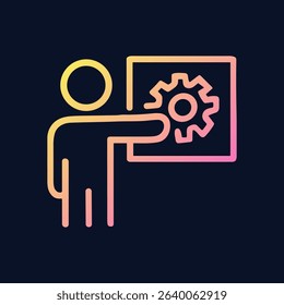 Schematic diagram presentation with settings gear. Icon symbol illustration