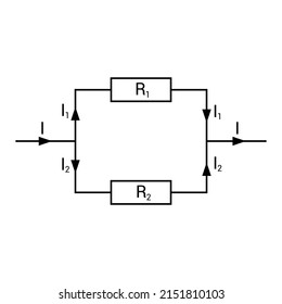 Schematic diagram of two resistors in parallel. vector illustration isolated on white background