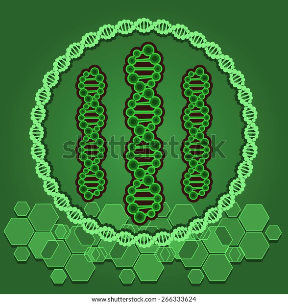 Schematic Dna Chain On Green Background Stock Vector (Royalty Free ...