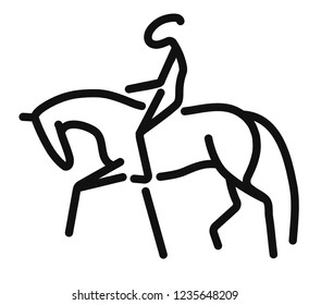 Schematic doodle of a horse and a rider.