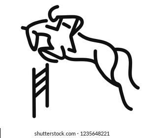 Schematic doodle of a horse and a rider, show jumping.