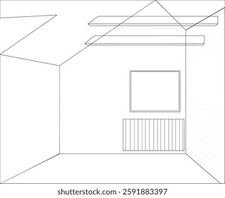 Schematic drawing of the attic floor of the house. Vector graphics.