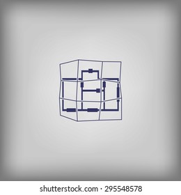 schematic drawing building modern icon in design