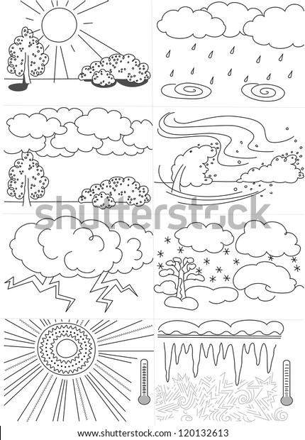 Schematic Drawing Different Kinds Weather Stock Vector (Royalty Free