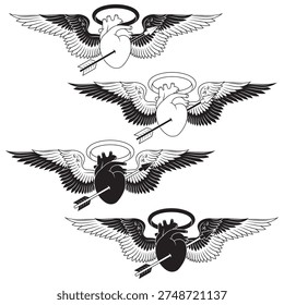 Schematic drawing heart pierced