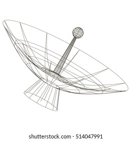schematic drawing of the telescope, the contours of the frame of the satellite antenna, radio telescope, vector