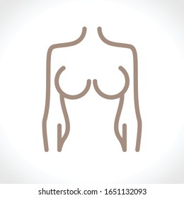 Schematic of a female figure. Breast icon line isolated on background. Breast concept drawing icon line in modern style. Vector illustration.