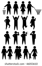 Schematic icons set people. Vector illustration object isolated