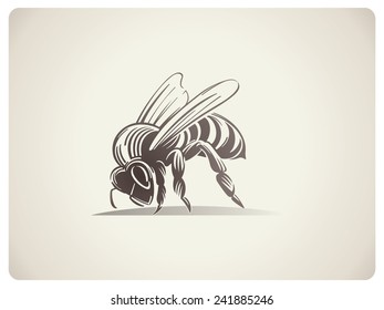 Schematic illustration Bee. Isolated object.