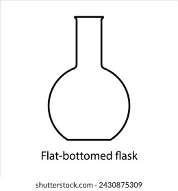 Schematische Darstellung eines Flachbodenkolbens auf weißem Hintergrund. Vektorgrafik.