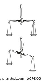 schematic illustration of an old scale with weighing pans