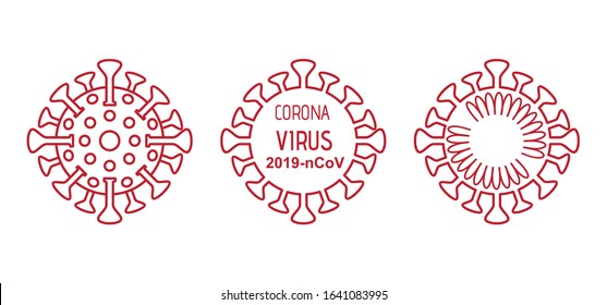 Schematic illustrations of a 2019 novel coronavirus 2019-nCov. Wuhan coronavirus icons set. Vector illustration