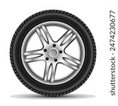 Schematic image of a car wheel on a white background. Vector illustration