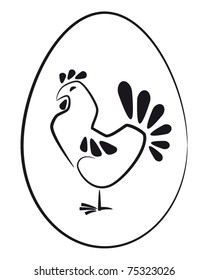 The schematic image of chicken in the egg