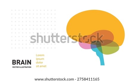 Schematic Image Of The Human Brain In A Minimalist Style With Multiple Effect
