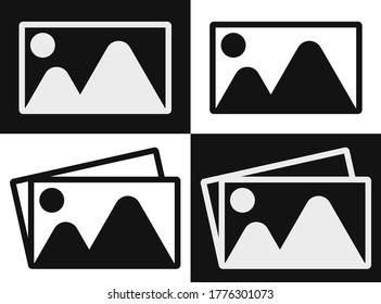 schematic image of a picture for preview on a computer, smartphone. Picture placeholder for website. Black and white vector