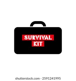 Schematic image of a silhouette of a suitcase, a survival kit