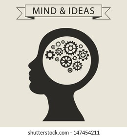 Schematic info graphic of working human mind. Mind and ideas. Vector illustration