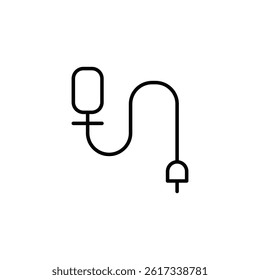 Schematic Infusion system in black outline for medical healthcare, illustration