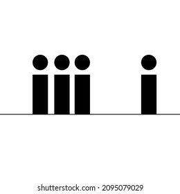 Schematic man silhouette. Rectangular figures. Group and alone. Communication concept. Vector illustration. Stock image. 