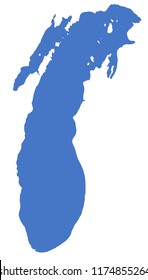 Schematic Map Of Lake Michigan, Vector Illustration