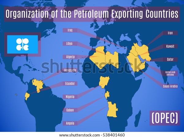 Schematic Map Organization Petroleum Exporting Countries Stock Vector ...