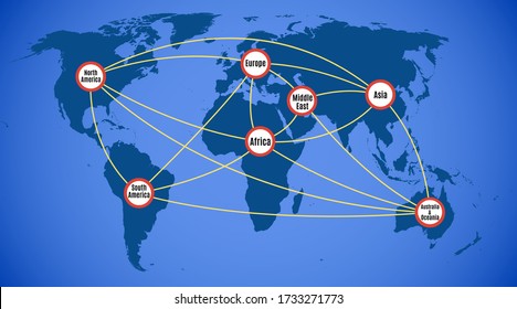 Schematic map of the world network cable communication system