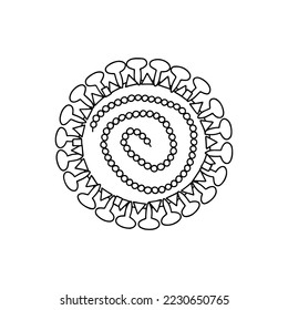 Schematic representation of a coronavirus particle. Virus cells icons on white background. 