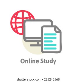 Schematic representation of the online learning process vector illustration