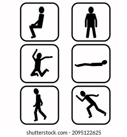 A schematic representation of people's movements for a speech therapy phrase constructor: basic movement verbs - sitting, standing, lying, running, walking, jumping