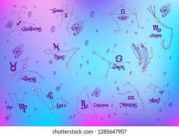 Schematic representation of the signs of the zodiac.