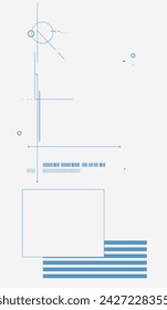Schematic representation of various geometric shapes and lines in technical drawing format. Modern aesthetics, minimalist art. Vector design for creative cover, poster and ad.